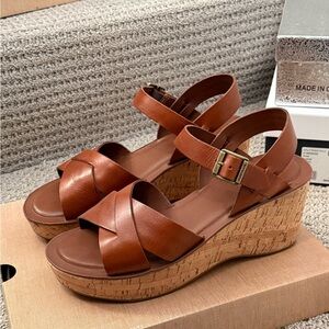 Kork-Ease Ava Leather Wedge Platform Sandals